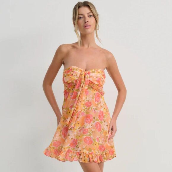 FOR LOVE & LEMONS Teagan Mini Dress In Yellow NWT - Picture 1 of 13